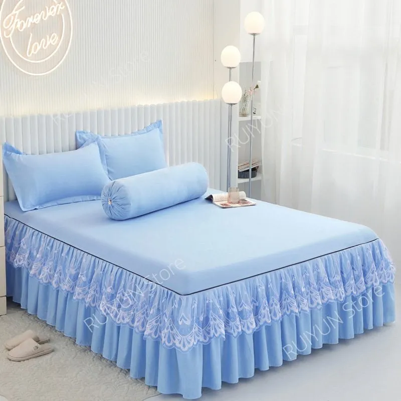 Princess Bed Skirt with Ruffled Lace for Mattress Protection