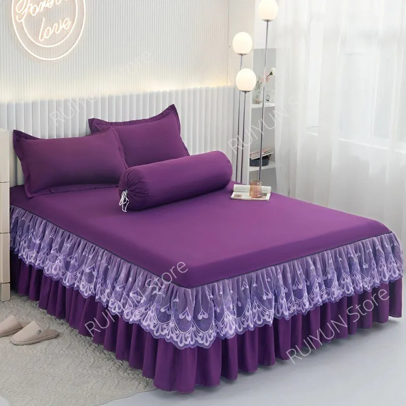 Princess Bed Skirt with Ruffled Lace for Mattress Protection