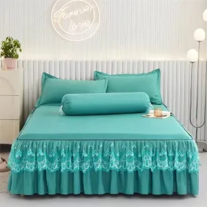 Princess Bed Skirt with Ruffled Lace for Mattress Protection