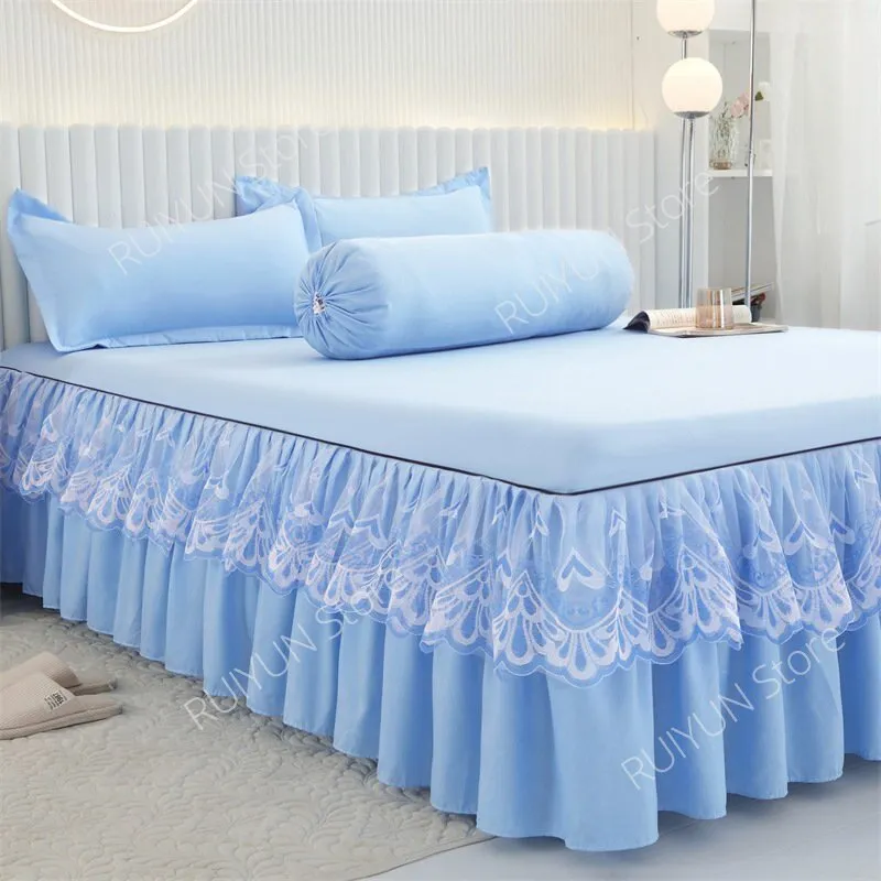 Princess Bed Skirt with Ruffled Lace for Mattress Protection