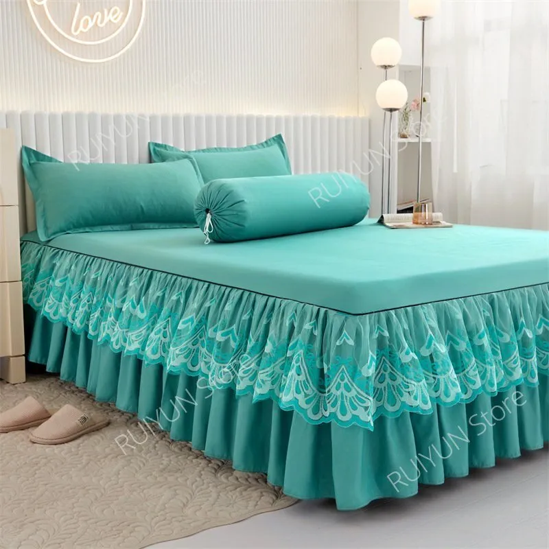 Princess Bed Skirt with Ruffled Lace for Mattress Protection