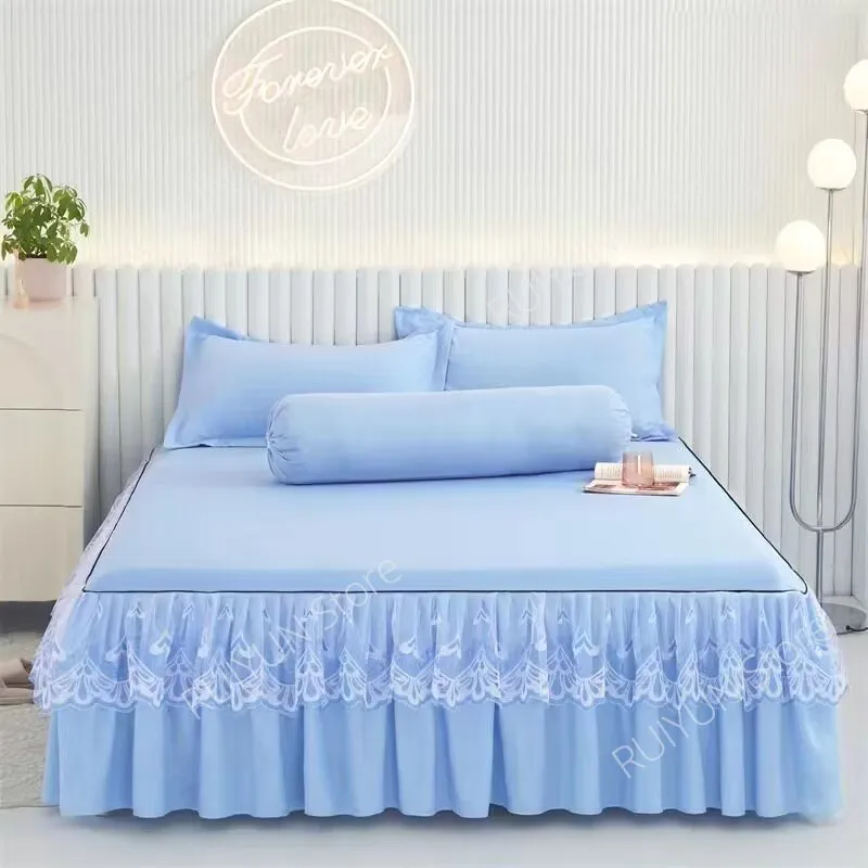 Princess Bed Skirt with Ruffled Lace for Mattress Protection