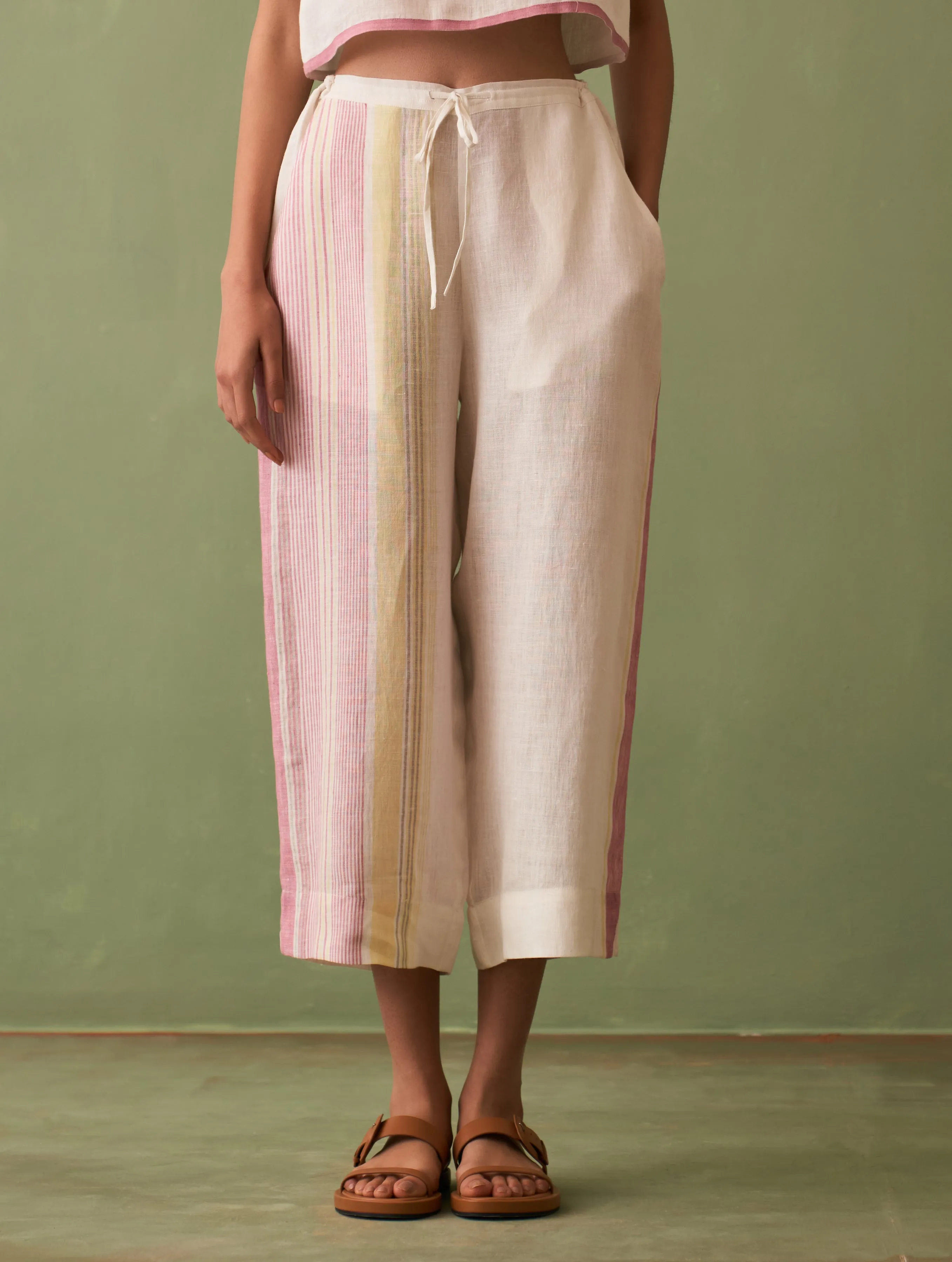 Simer Pleated Linen Co-ord Set - Ivory