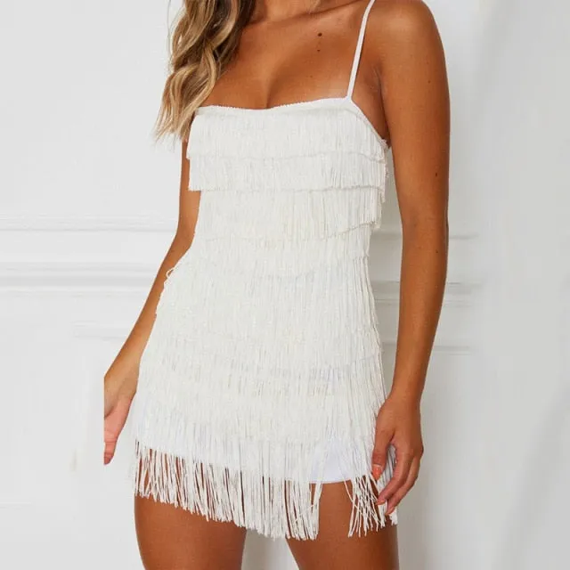 Trendy Tassel Fringed Mini Backless Party Dress