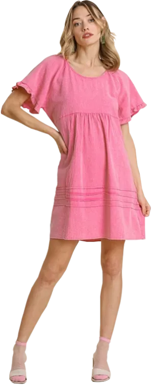 Umgee Mineral Wash Bubblegum Pink Dress