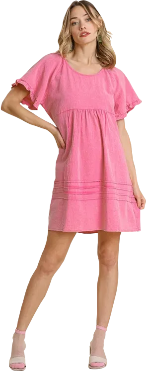 Umgee Mineral Wash Bubblegum Pink Dress