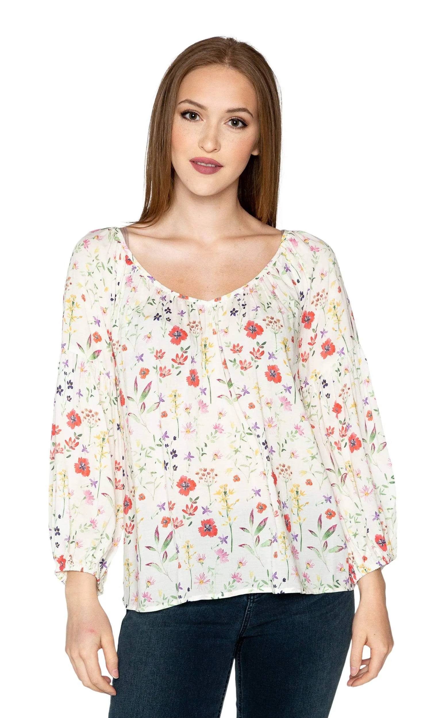 Velvet by Graham & Spencer Molina Spring Floral Peasant Blouse