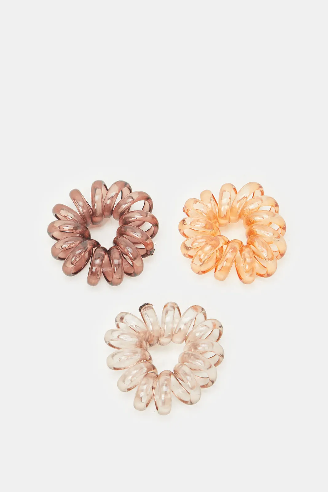 Women Assorted Solid Telephone Cord Hair Tie (3 Piece)