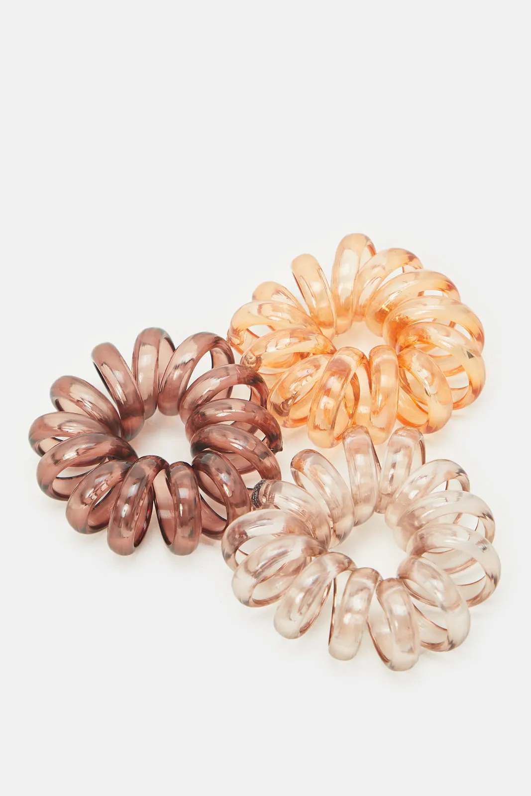 Women Assorted Solid Telephone Cord Hair Tie (3 Piece)