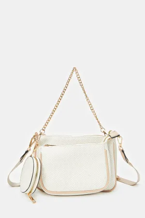 Women Beige Monogram Cross Body Bag