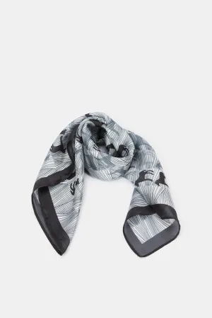 Women Black And White Printed Scarf