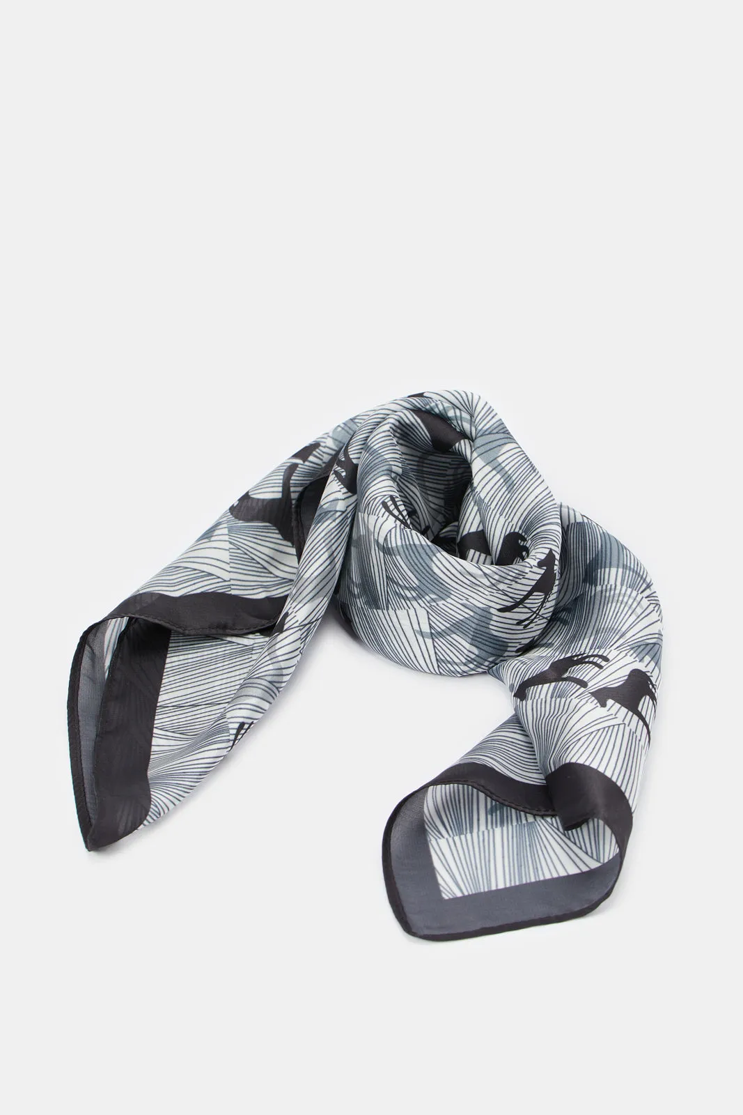 Women Black And White Printed Scarf