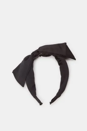 Women Black Plain Embellished Headband