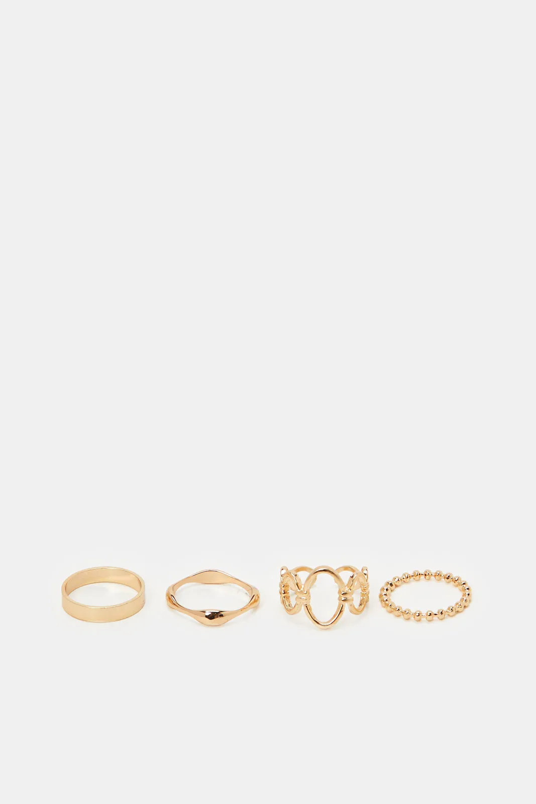 Women Embellished Gold Ring Set (4 Piece)