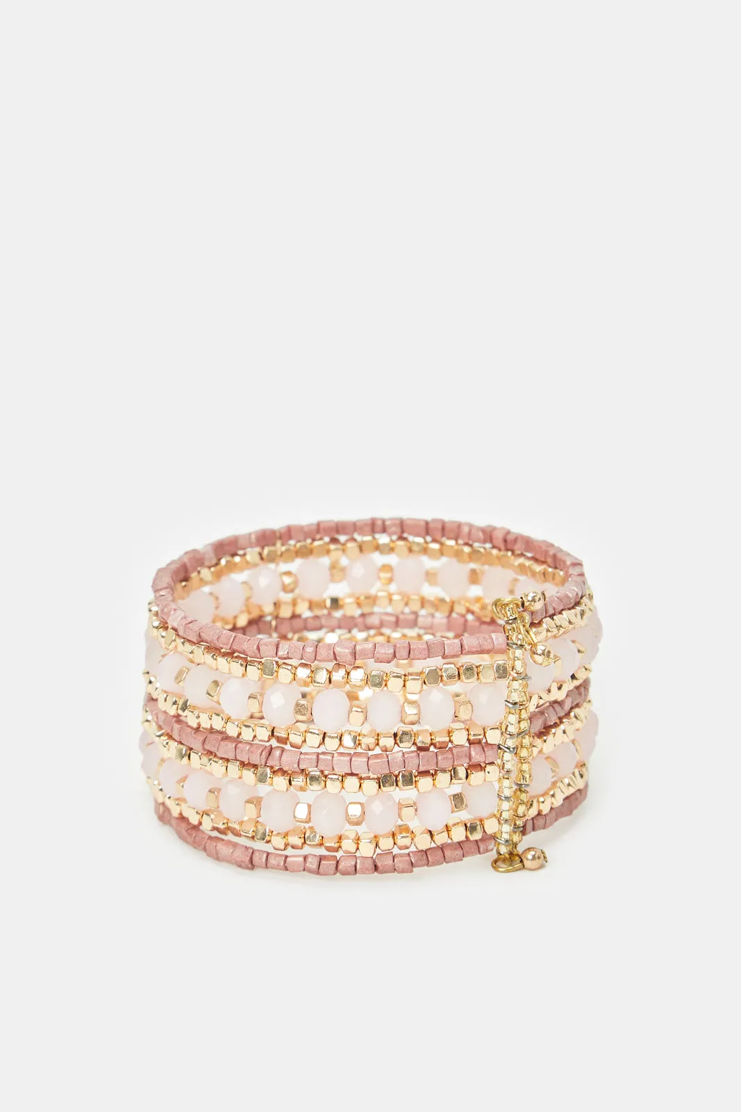 Women Gold And Pink Embellished Cuff