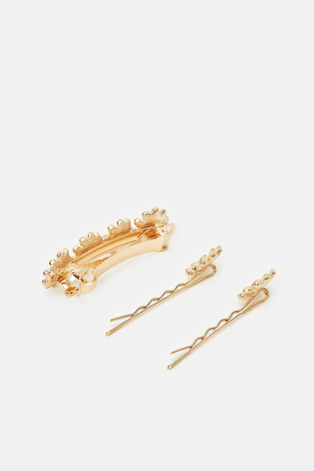 Women Gold Embellished Hair Clip Set (3 Piece)