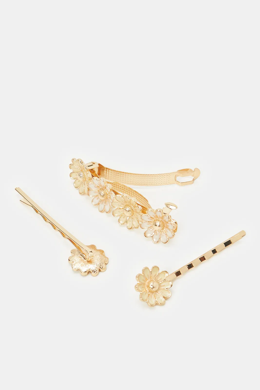 Women Gold Embellished Hair Clip Set (3 Piece)