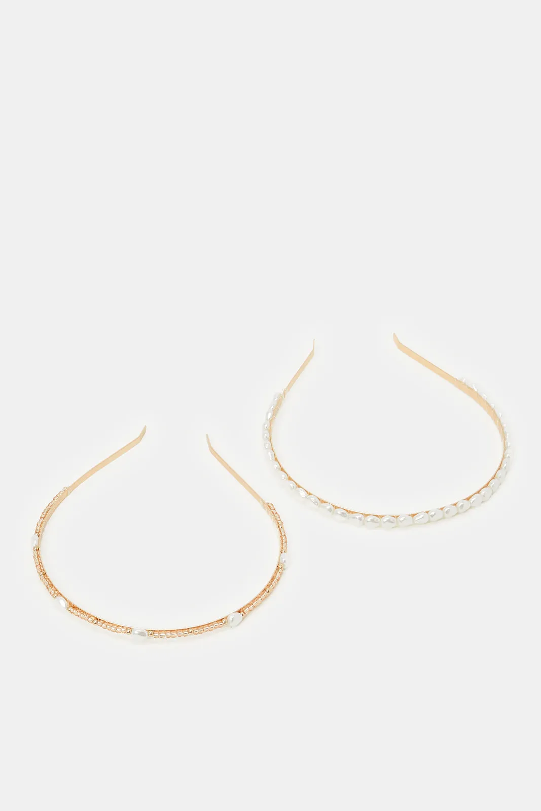 Women Gold Embellished Headbands Set (2 Piece)