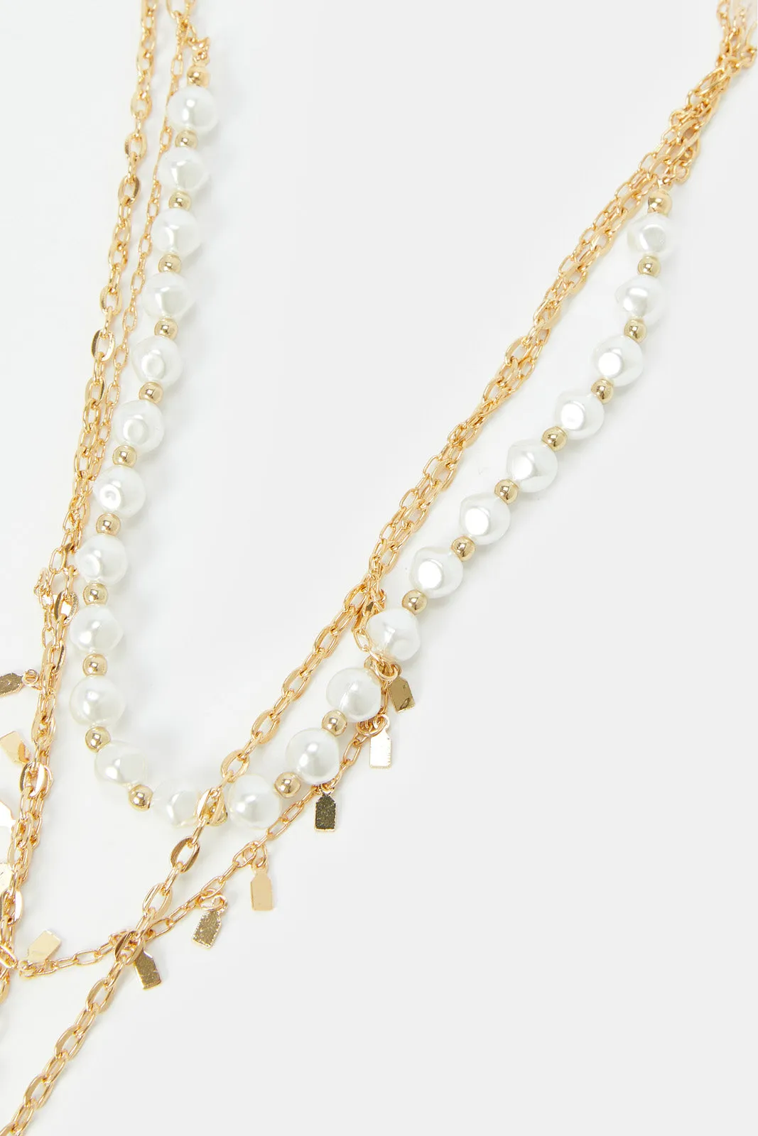 Women Gold Embellished Layered Necklace