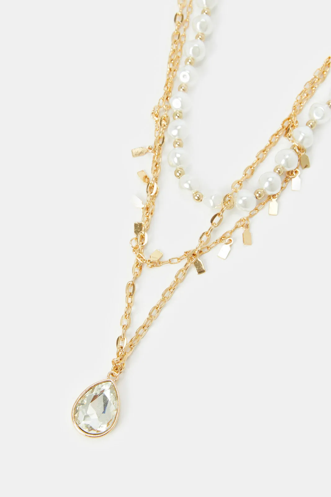 Women Gold Embellished Layered Necklace