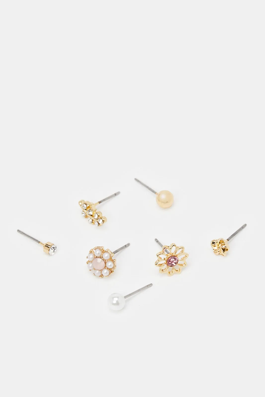 Women Gold Studs Set (7 Pairs)