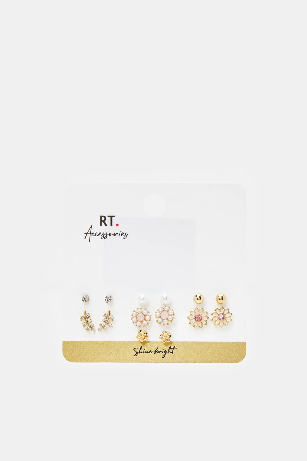 Women Gold Studs Set (7 Pairs)