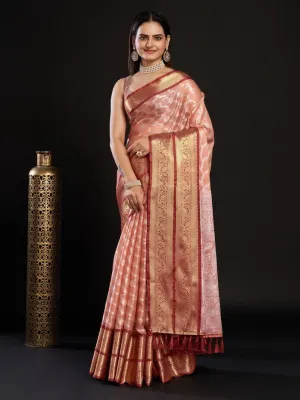 Women Party Wear Designer Coffee Colour Kanjivaram Silk Saree Collection