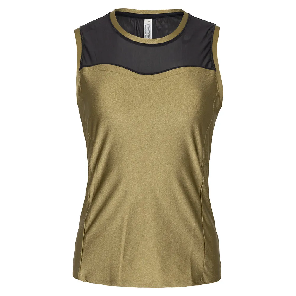 Women`s Elise Tennis Tank Golden Green and Black