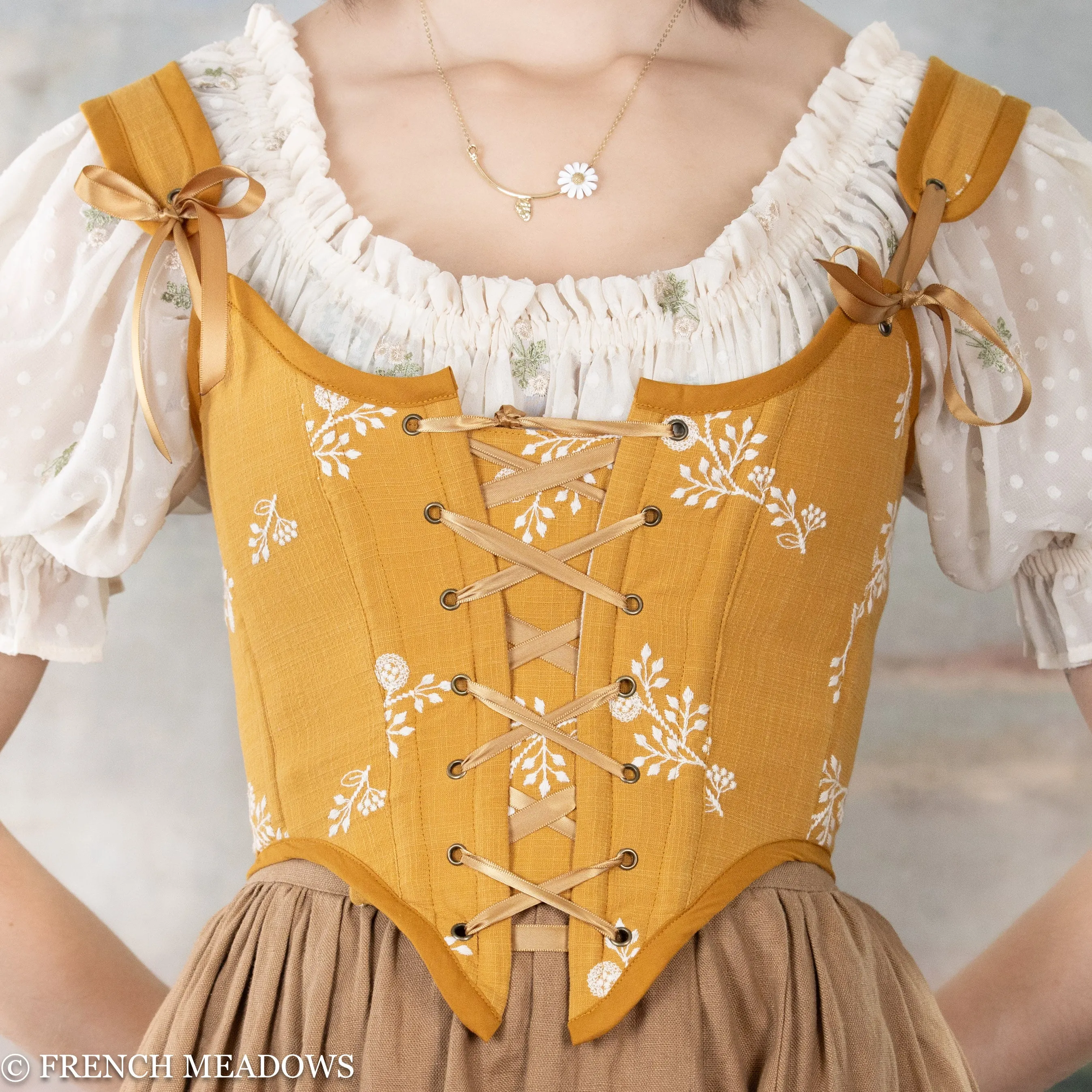 Yellow Floral Renaissance Bodice